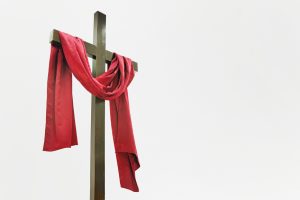 Wooden Cross with Red Cloth