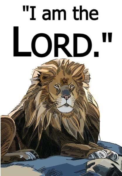 I Am the Lord title and lion image